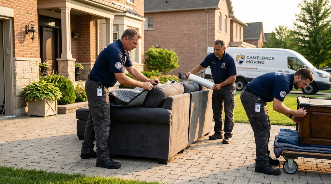 Large estate moving crew wrapping furniture in Boonville, MO